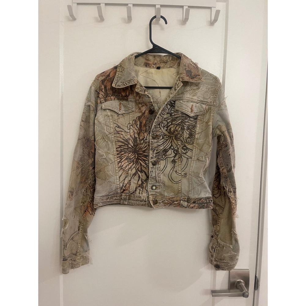 Vintage Just Cavalli Artsy Distressed Y2K Punk Euro Italian Jacket Streetwear - Picture 6 of 11